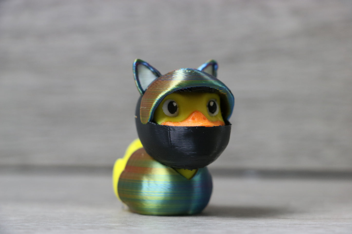 Funny Biker Duck with Cat Ears & Helmet – Jeep Duck, Cosplay Gift, Collectible