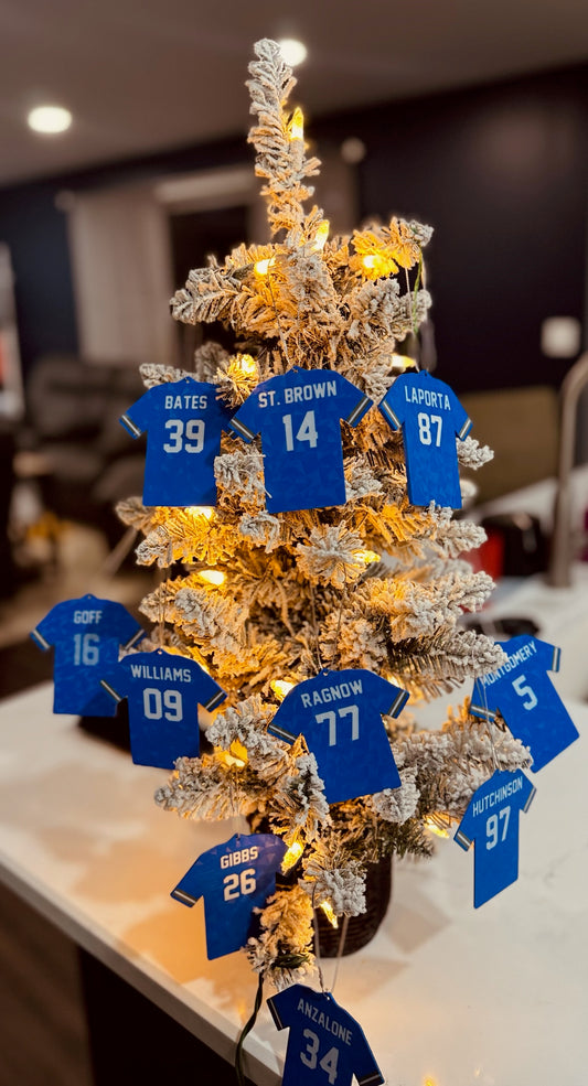 Detroit Lions Jersey Ornament β Custom Football Fan Christmas Decoration, Sports Team Holiday Decor