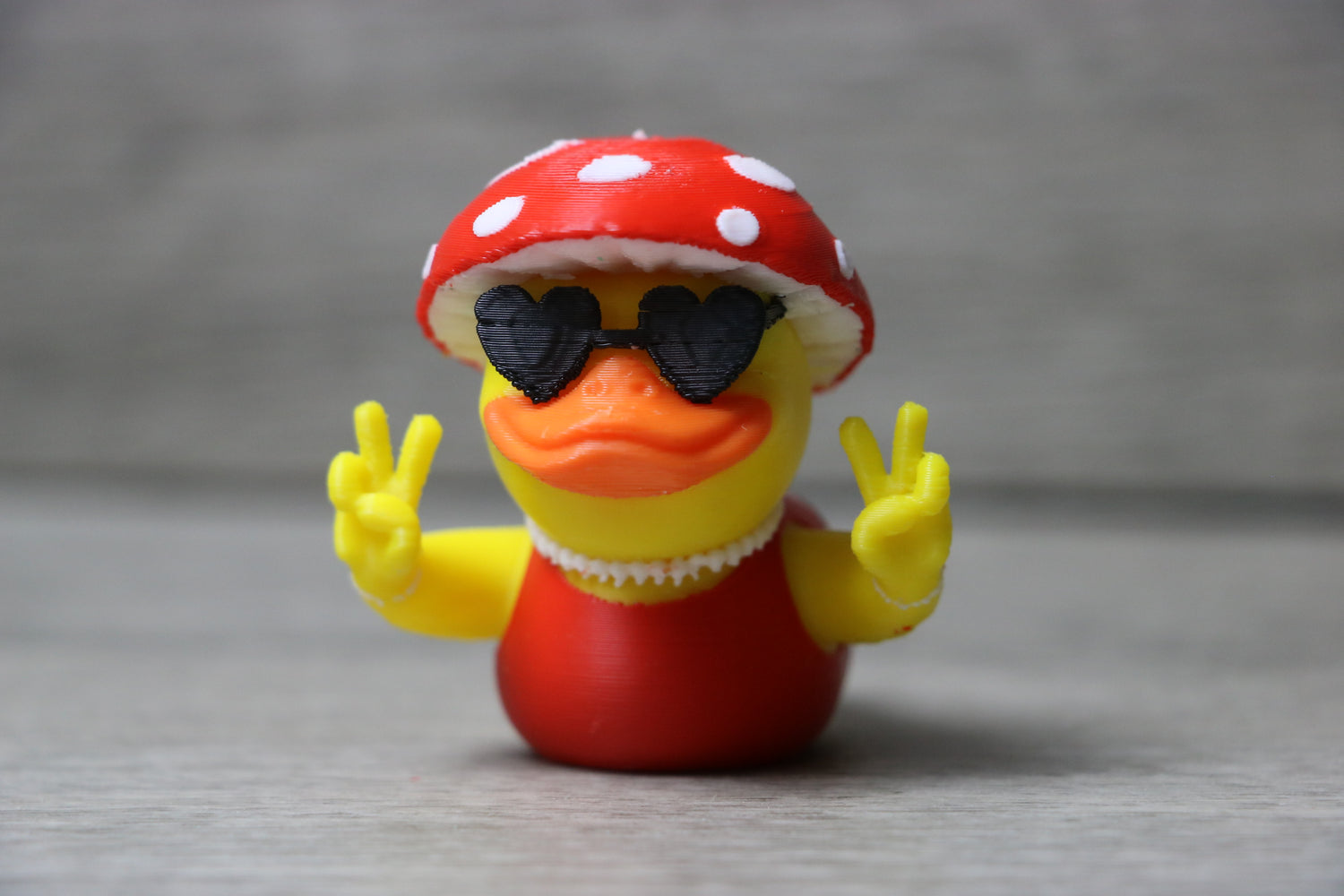 Mushroom Duck 3D printed figurine with heart glasses and mushroom cap