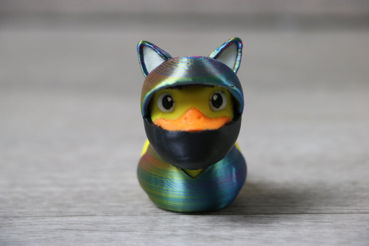Funny Biker Duck with Cat Ears & Helmet – Jeep Duck, Cosplay Gift, Collectible
