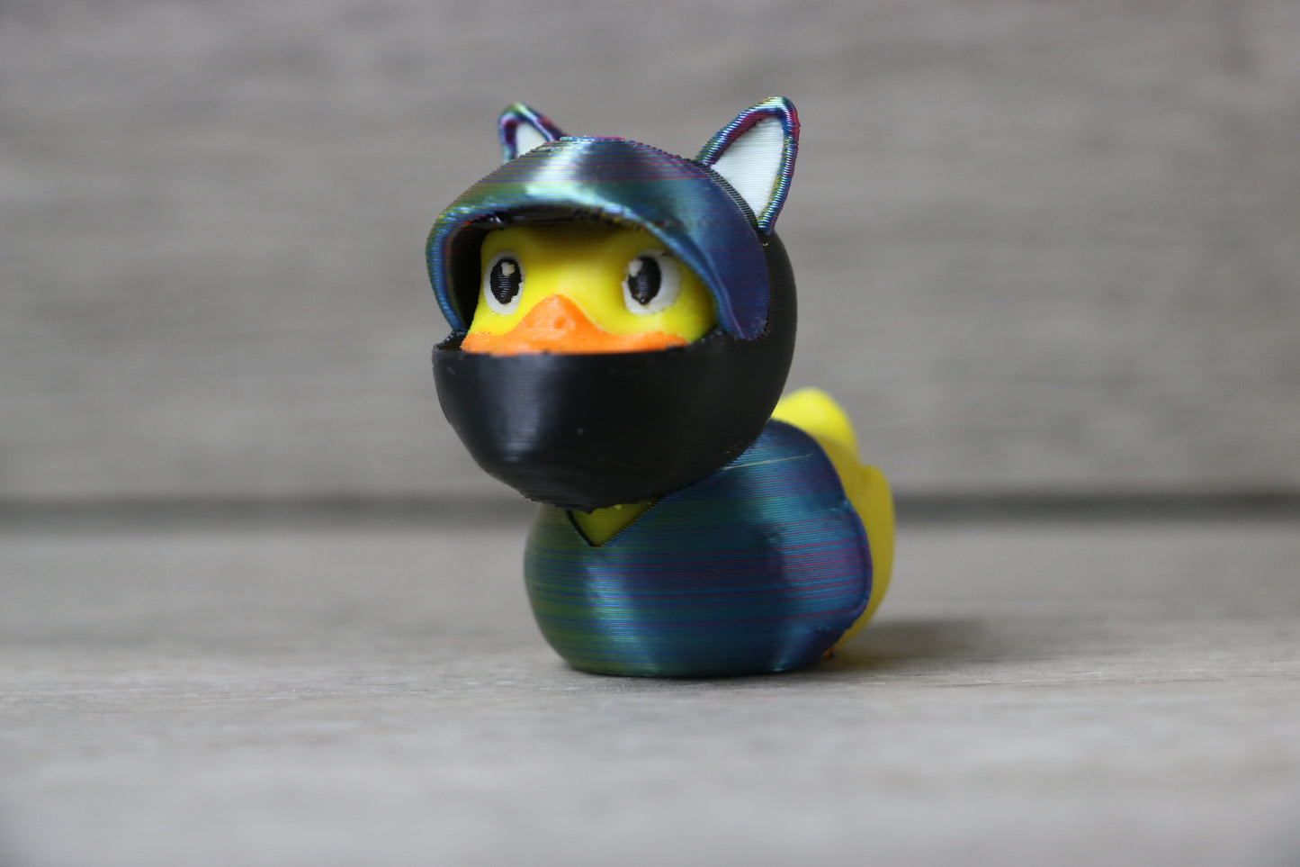 Funny Biker Duck with Cat Ears & Helmet – Jeep Duck, Cosplay Gift, Collectible
