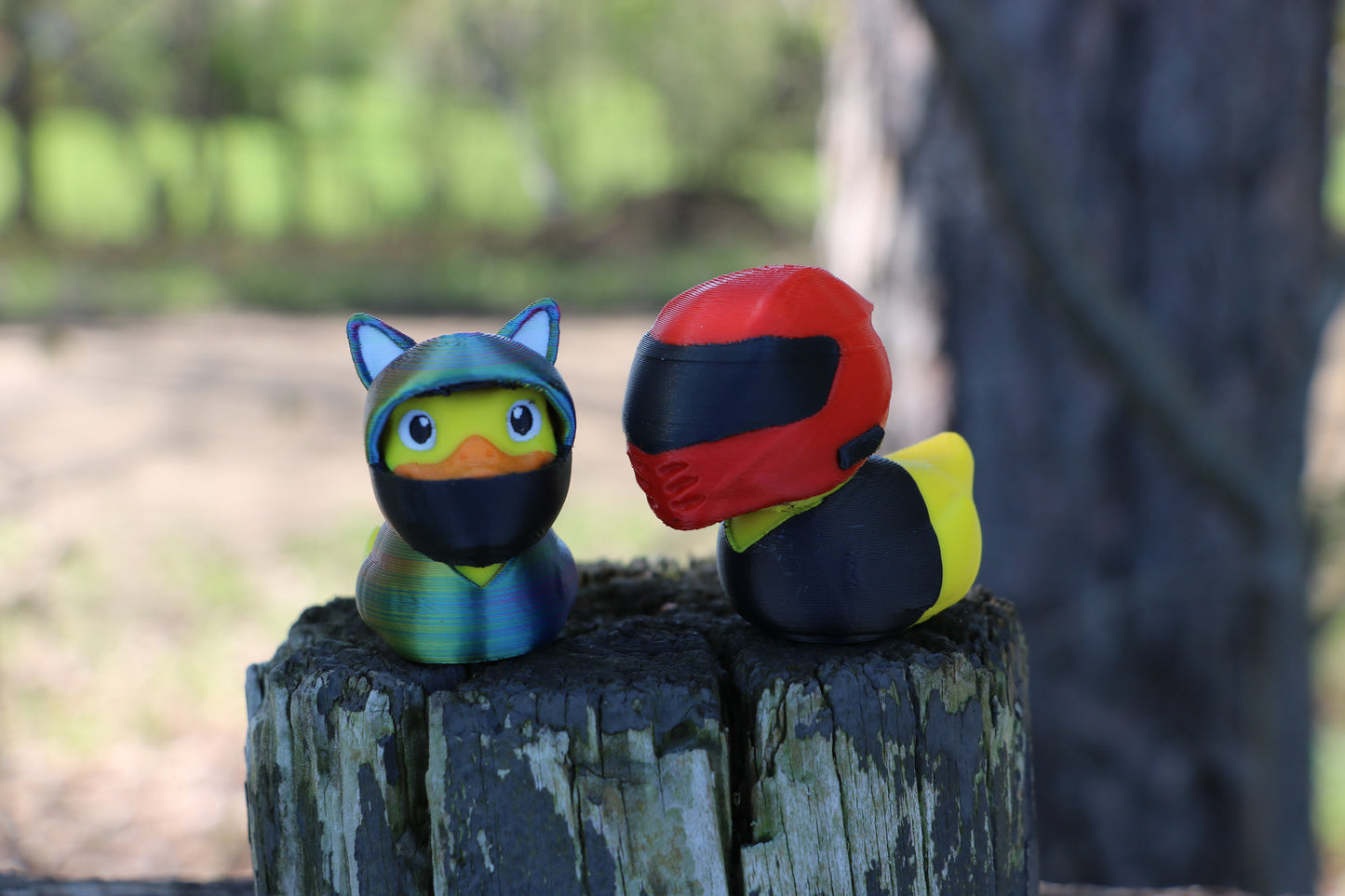 Funny Biker Duck with Cat Ears & Helmet – Jeep Duck, Cosplay Gift, Collectible
