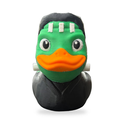 Franken-Duck Halloween Decor 3D printed duck figurine on a white background