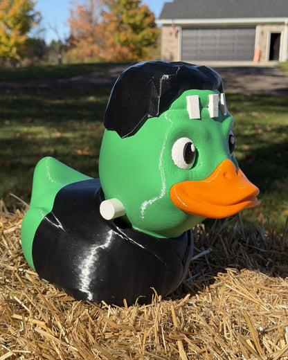 Giant Franken-Duck 12 inch 3D printed Halloween decor, outdoor photo