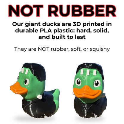 Giant Franken-Duck is hard PLA plastic, not rubber