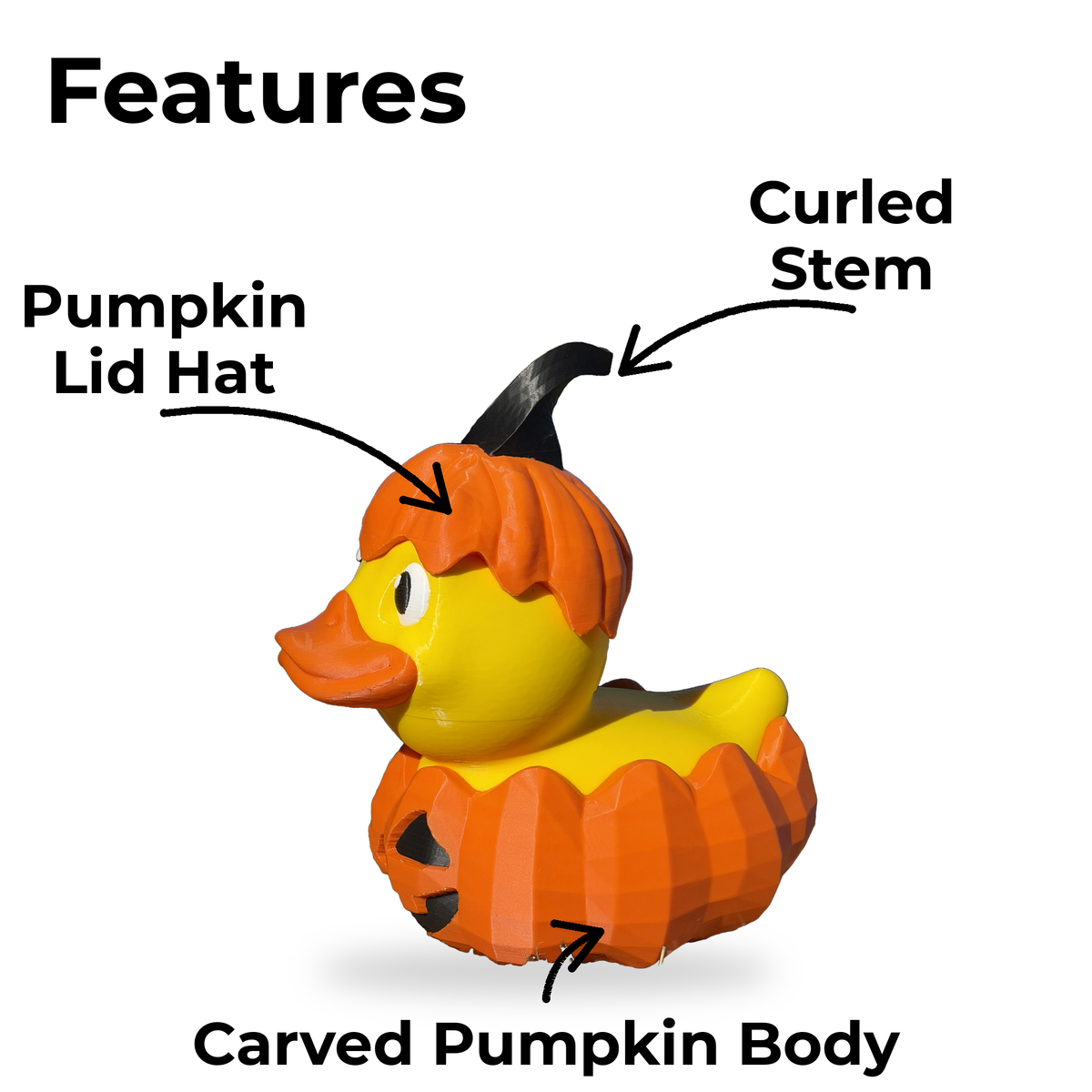 Giant Jack O Lantern Duck features callout